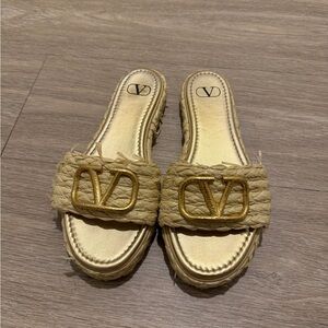 Valentino Women's Gold and Tan Espadrille Sandals